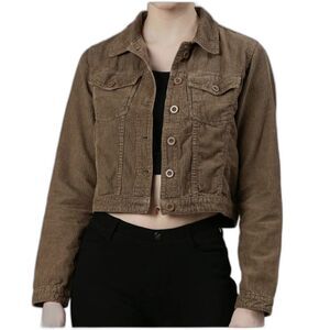 Prosperity Brown Stitch Jolene Stretch Denim Jacket Button Closure Size Small